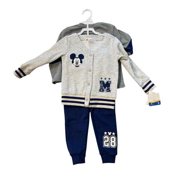 Disney Other - NWT Disney Gray and Blue Mickey Mouse Sweatshirt and Pants 3 Pieces Set- 3T